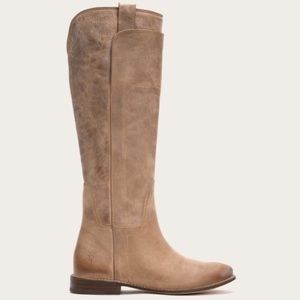 Frye Paige Tall leather riding boots equestrian women’s size 6 tan gray flats
